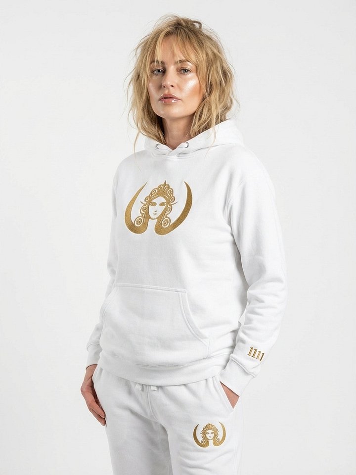 CIRCEMOON Divin Sacre Nombre 1111 Hoodie, unisex, white product image (1)