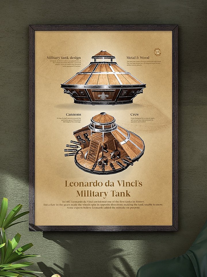 Leonardo da Vinci's Military Tank (Framed Poster) product image (2)