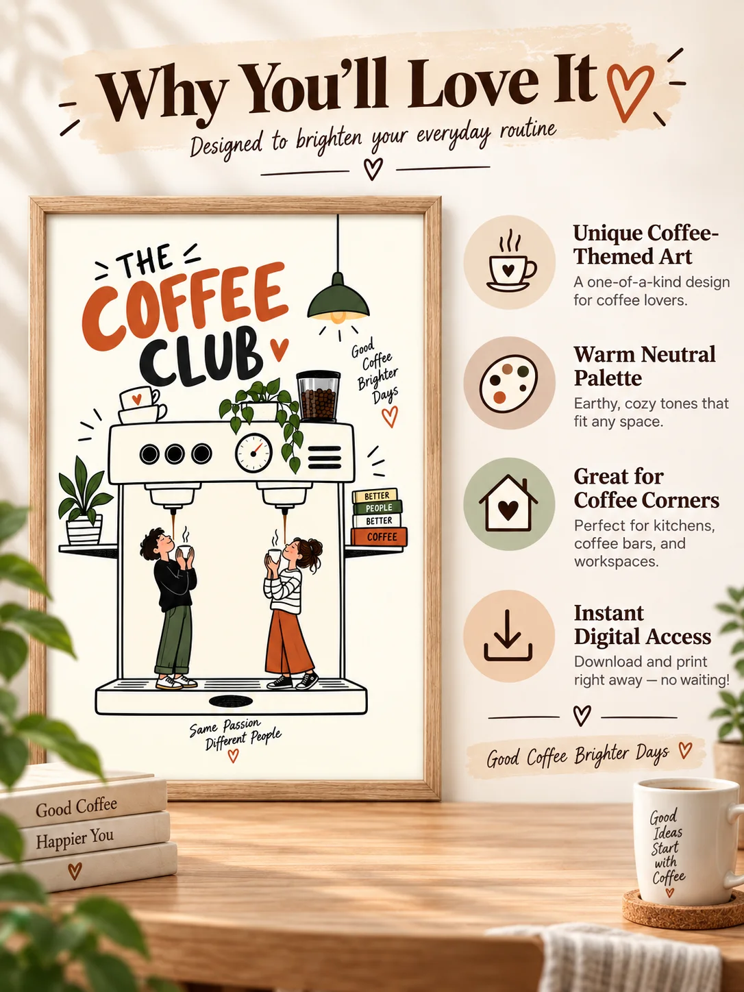 Coffee Club Wall Art, Retro Coffee Poster, Kitchen Coffee Bar Decor product image (9)