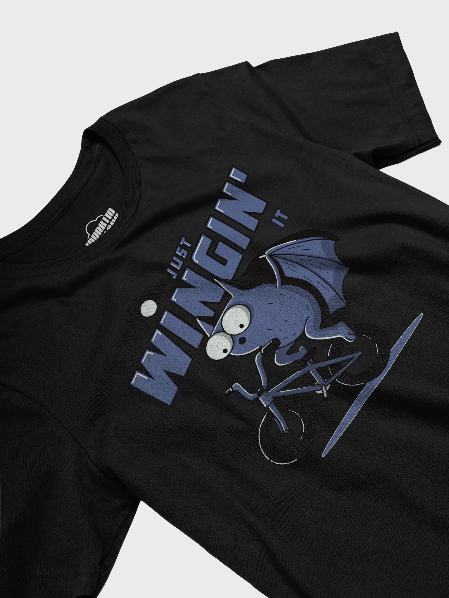 Just Wingin’ It Funny Bat Riding a Bike Graphic T-Shirt – Cute Cycling Pun Tee for Animal & BMX Lovers product image (11)