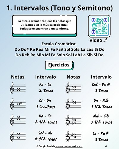Intervalos (Tono y Semitono) - Respuestas de la Clase 1 del Curso de Teoría Musical. Encuentra la clase en Comunidad de Crea ...