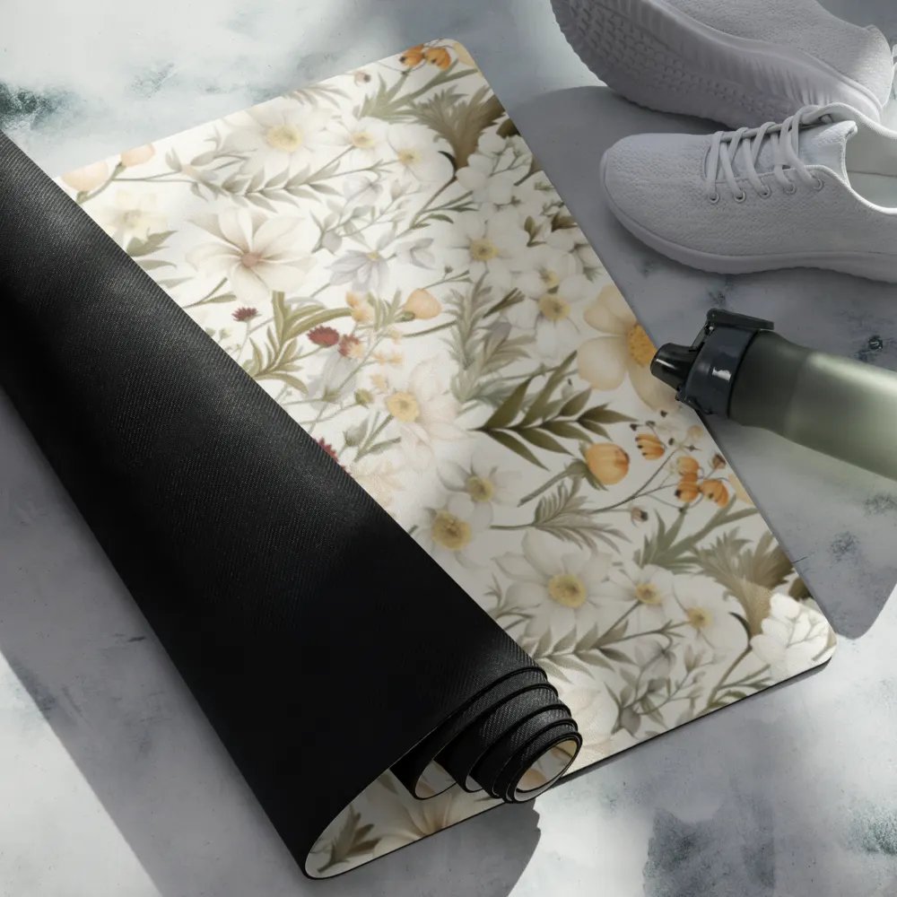 White Floral Yoga Mat by Treasure Pie product image (5)
