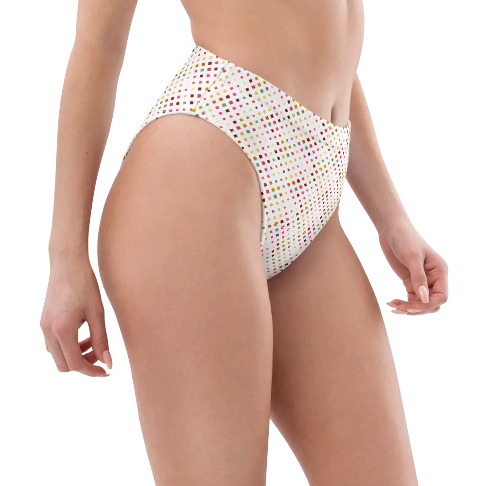 Colorful Square Pattern Design High Waist Bikini Bottom - V4 product image (7)