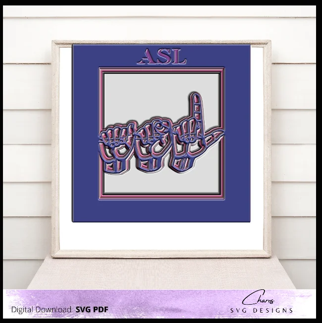 ASL (American Sign Language) 3D Shadow Box SVG Layered Shadow Box Design product image (4)