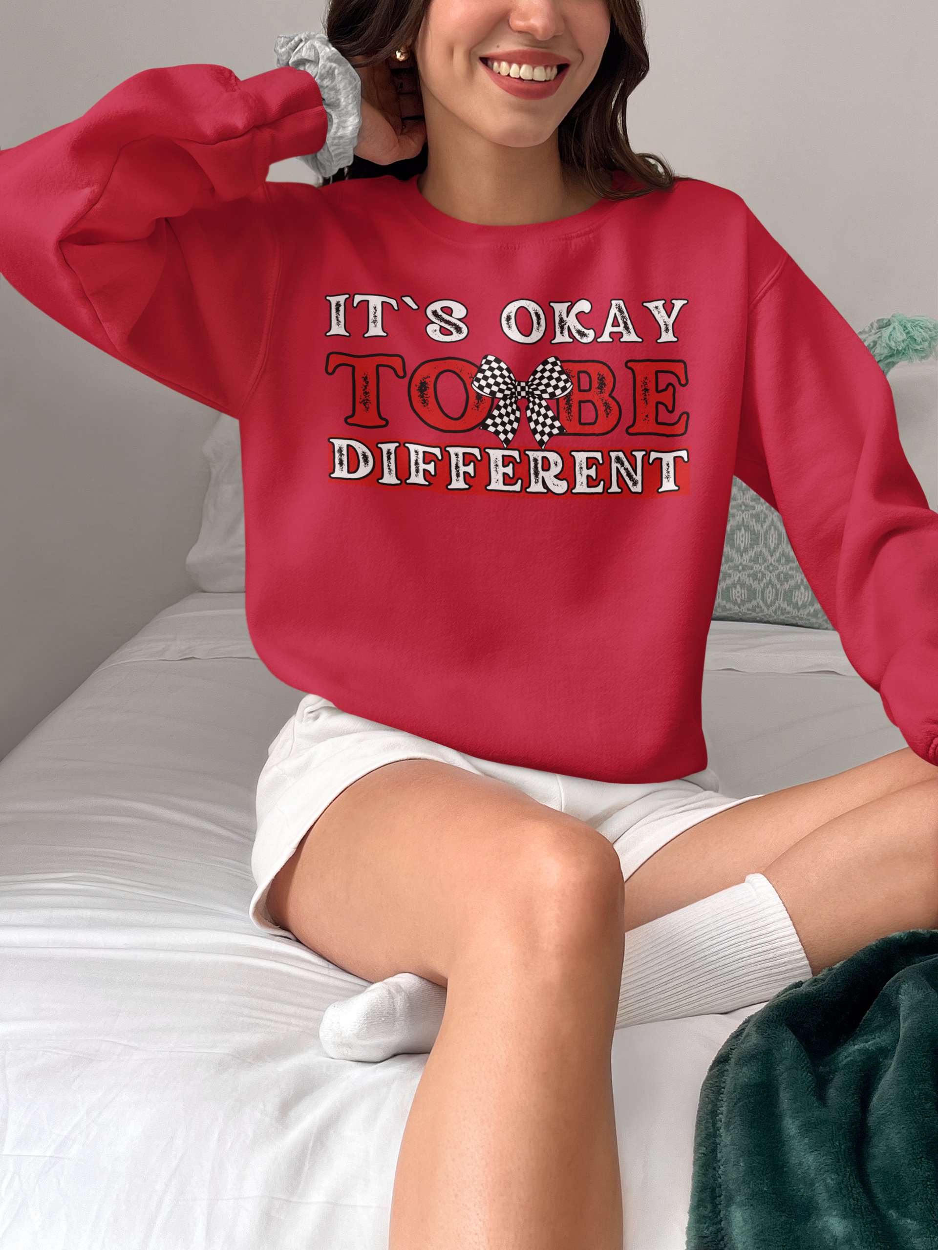 It`s Okay To be Different Checkered Gildan Sweatshirt product image (1)