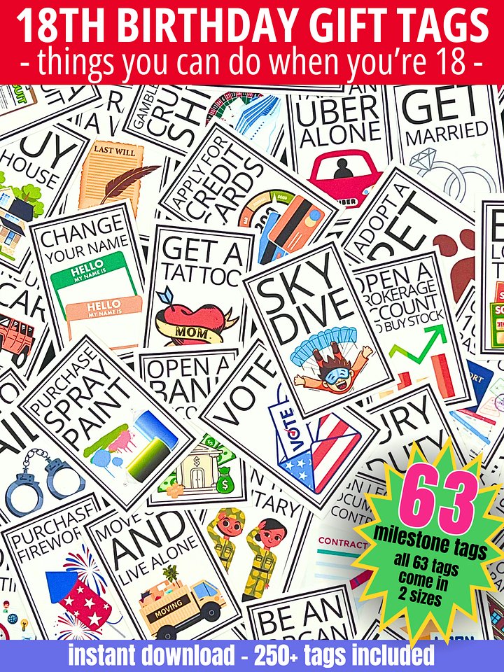 18th Birthday Gift Tags Things You Can Do When You're 18 product image (1)