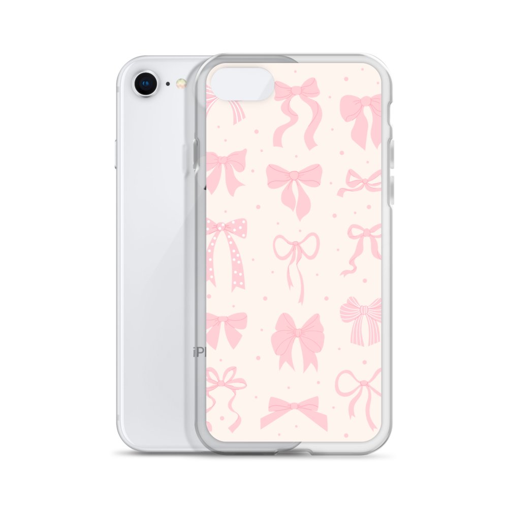 Pink Bow Pattern Clear iPhone Case product image (55)