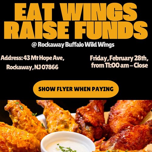 We're hosting a Buffalo Wild Wings fundraiser at the Rockaway location on Friday, February 28th from 11:00 am to close! Swipe...