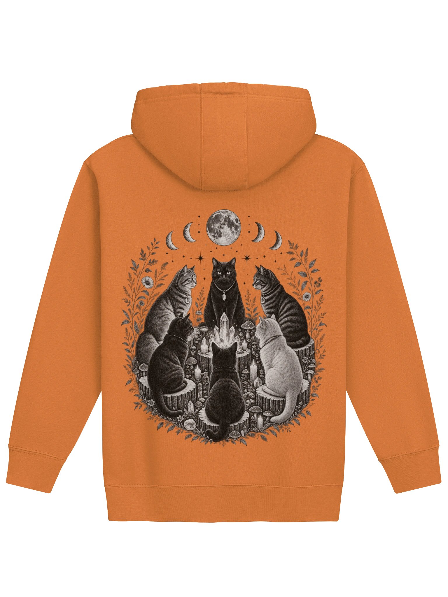 Celestial Cat Coven Back-Print Hoodie | Witchy Moon Phase Cat Graphic Hoodie product image (2)
