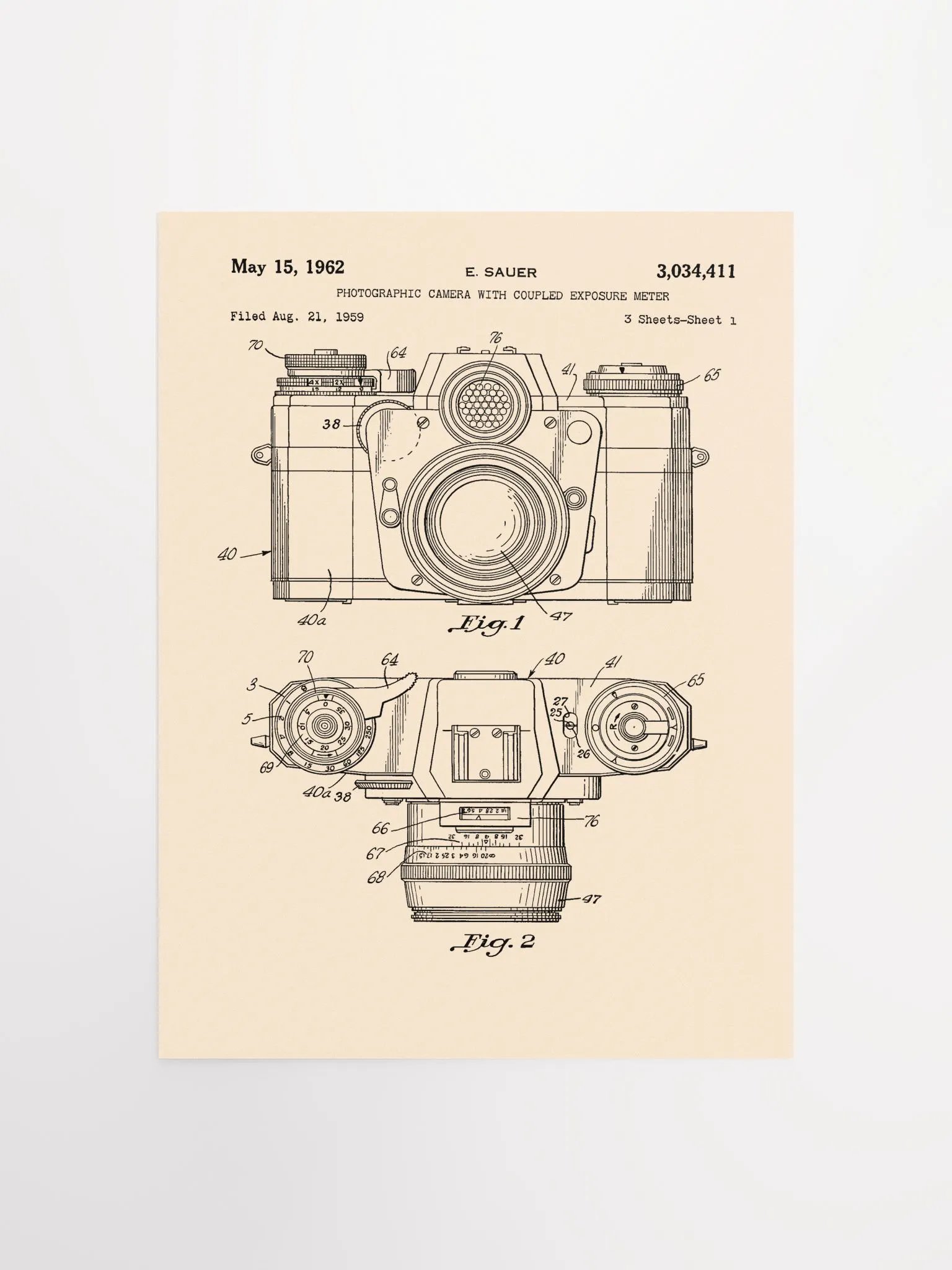 Vintage camera patent print product image (1)