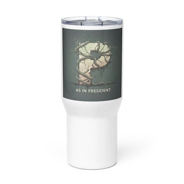 P as in president white travel mug with a handle by dark alphabet product image (1)