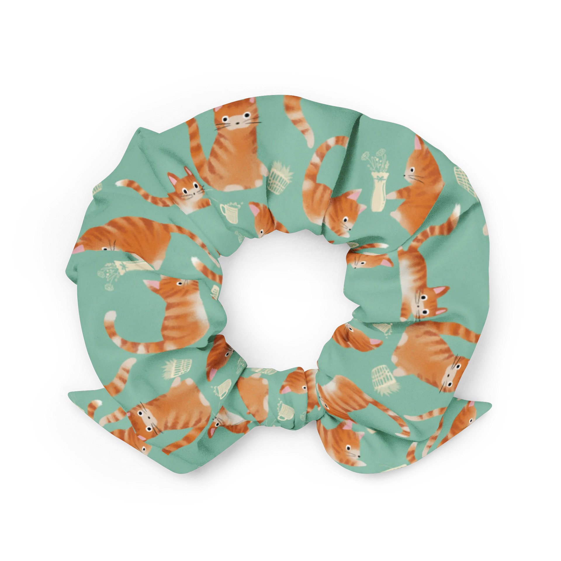 Orange Tabby Cats Knocking Stuff Over Patterned Scrunchie product image (2)