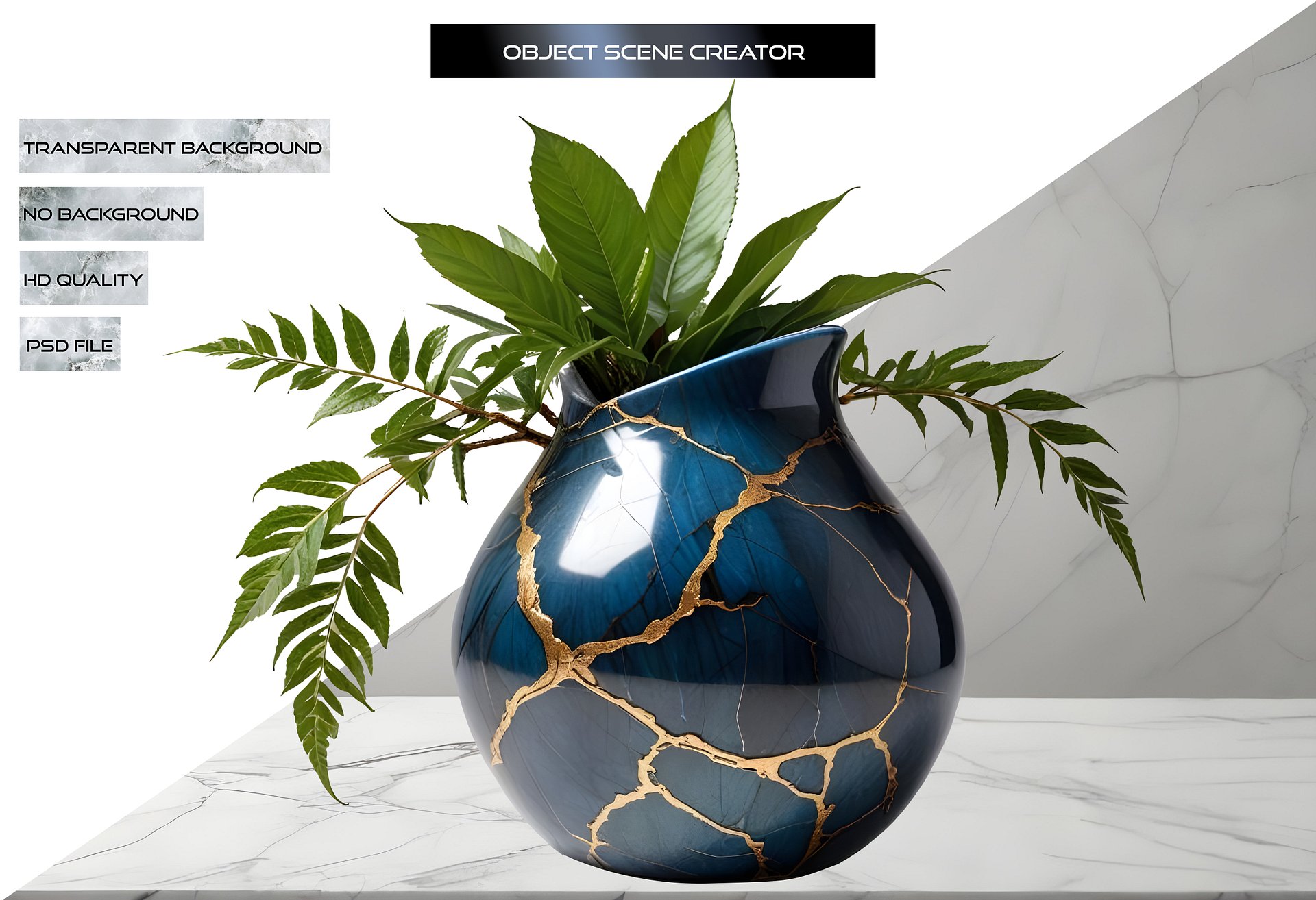 Elegant Kintsugi-Style Vase PNG product image (2)