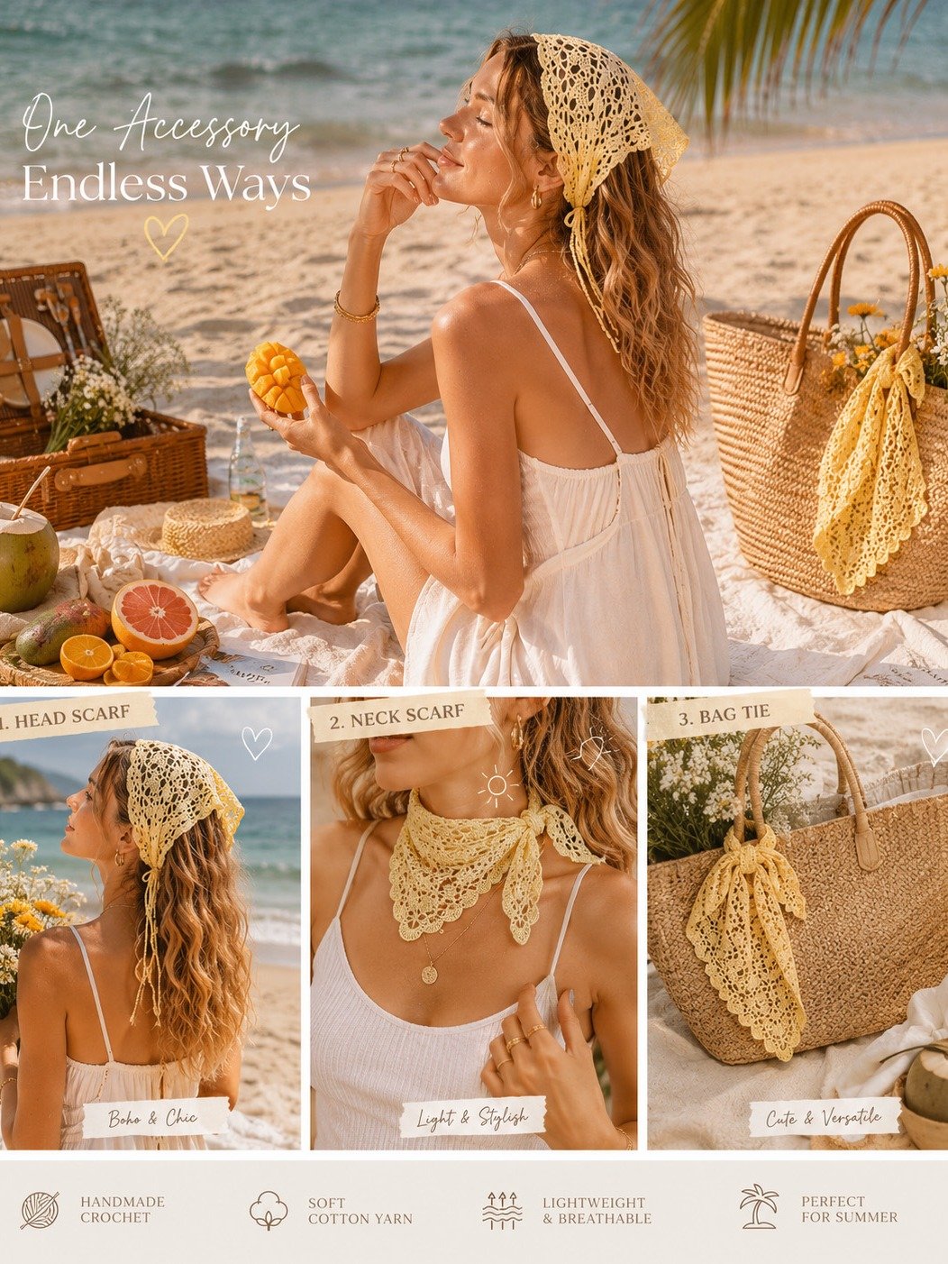 Handmade Crochet Bandana for Summer Vacation product image (6)