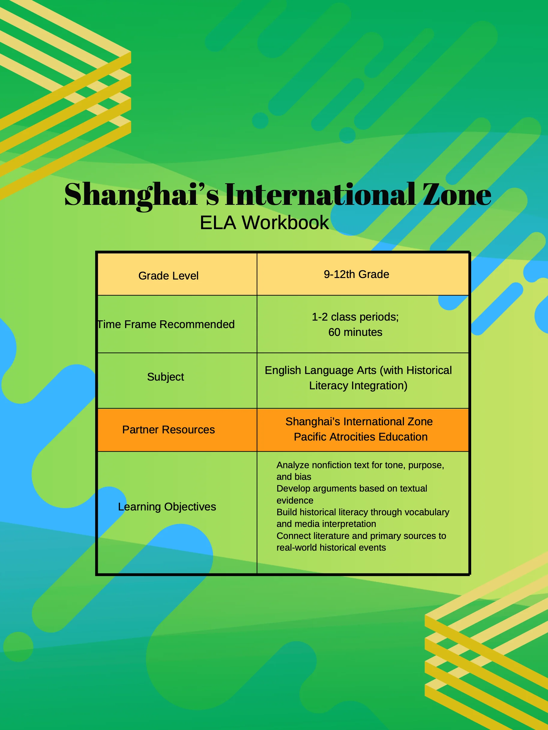 Shanghai's International Zone ELA Workbook product image (1)