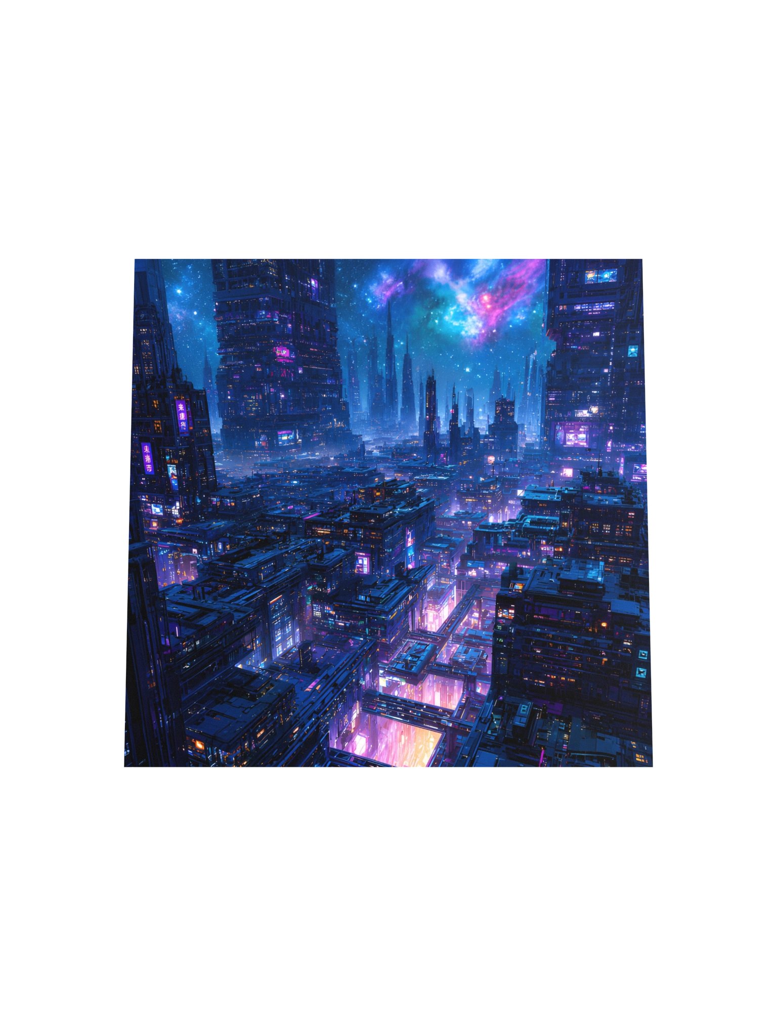 Futuristic Cyberpunk City Wall Art | Neon Galaxy Skyline Poster | Sci Fi Gamer Room Decor product image (5)