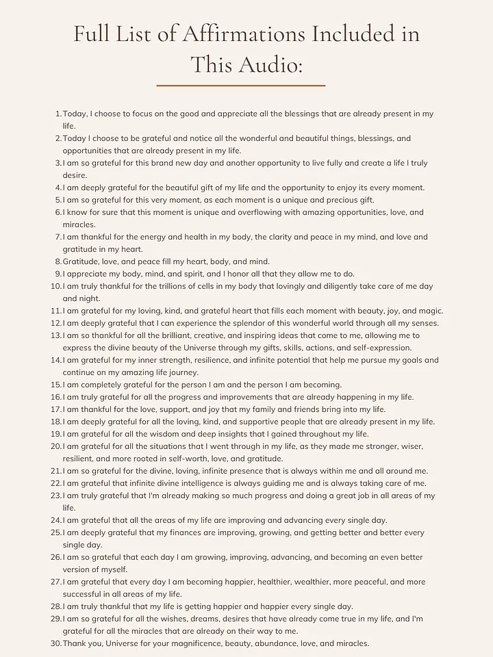I Am Grateful Affirmations — Start Your Day with Gratitude | MP3 Download product image (2)