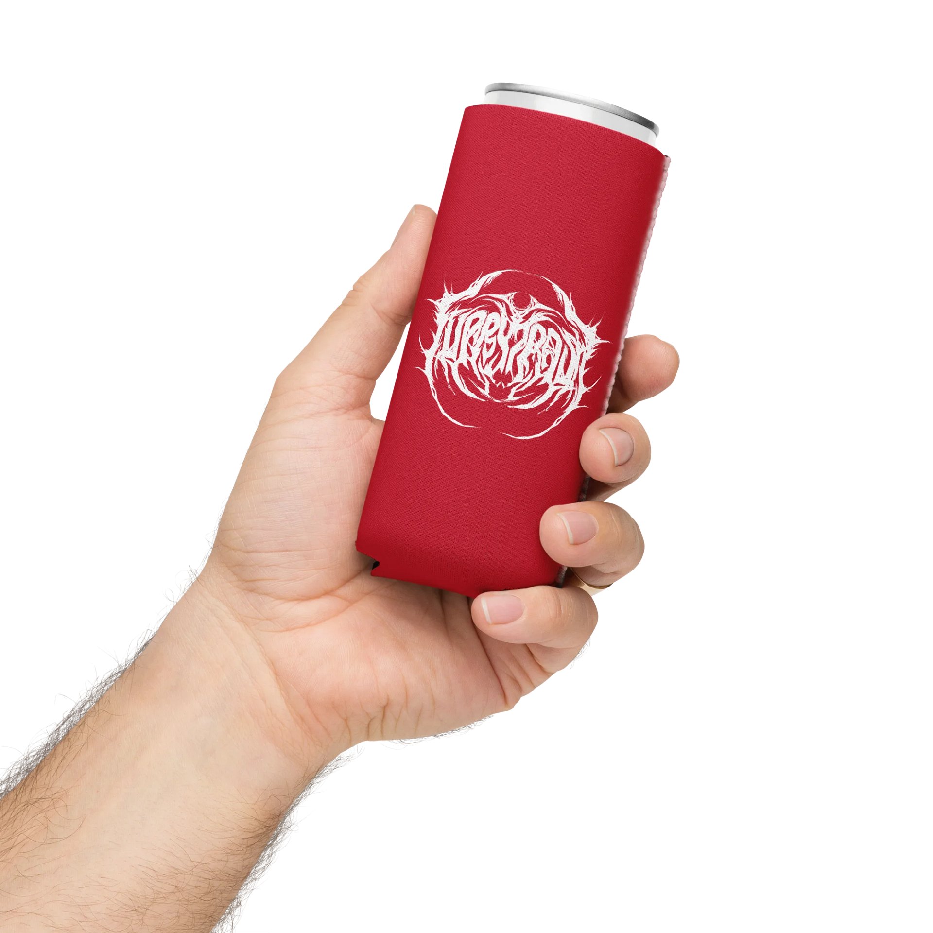 Metal Logo Koozie - White Print on Red product image (3)