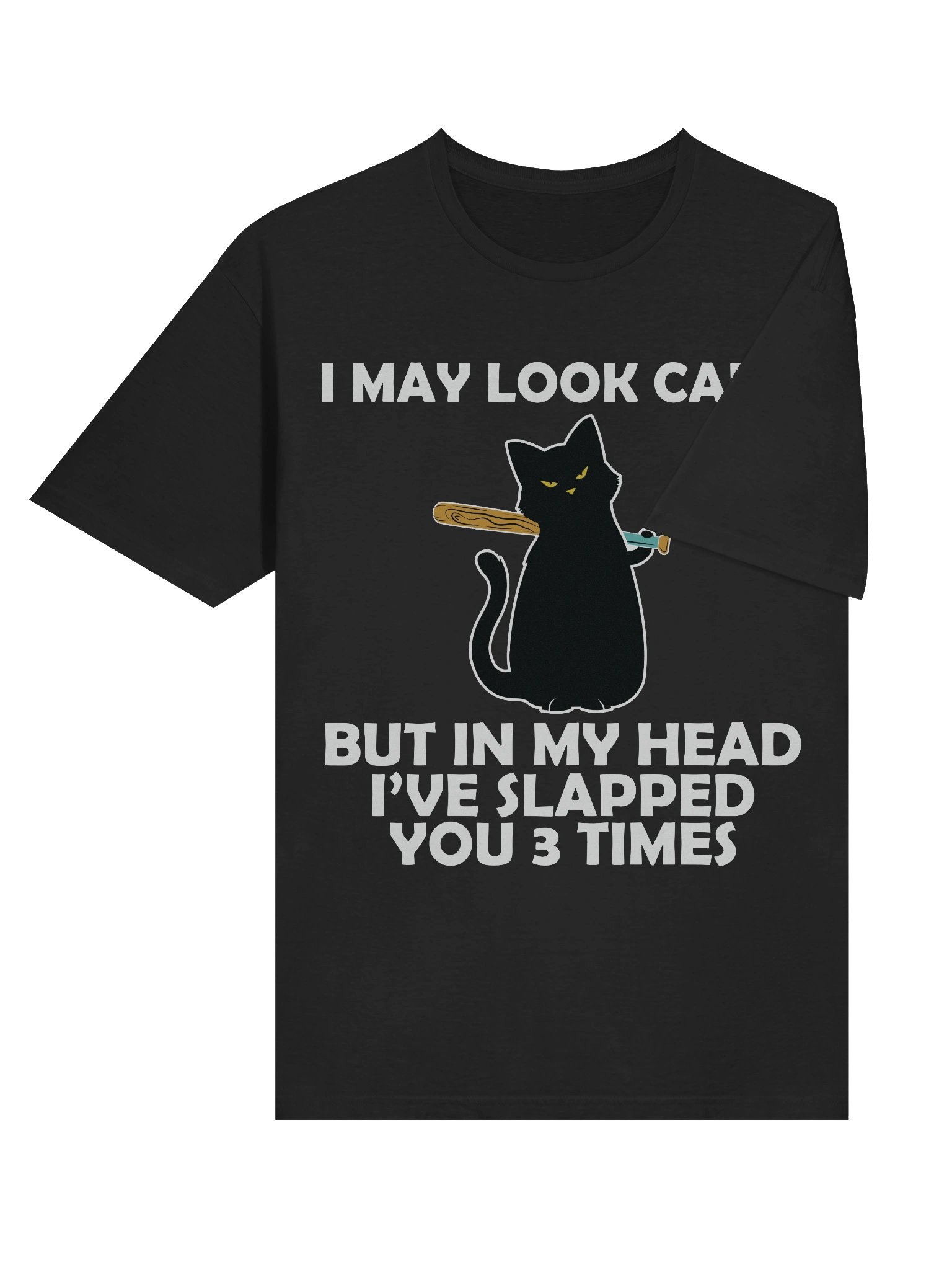 Meme – Psycho Black Cat – Bat Slap – Gildan Softstyle T-Shirt product image (4)