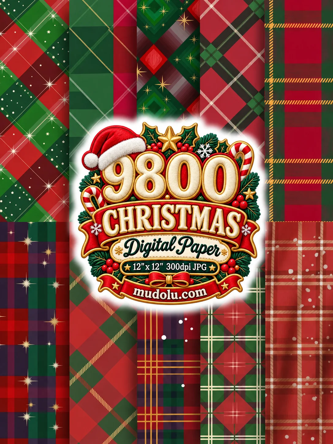 9800 Christmas Digital Papers, Christmas Mega Bundle, 12x12 JPG, Holiday Scrapbook Paper, Xmas Patterns, Printable Backgrounds product image (9)