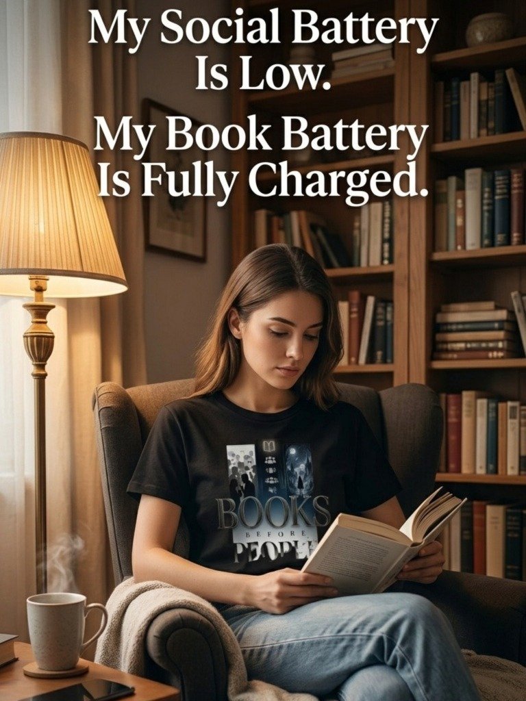 "Books Before People" Introvert’s Anthem T-Shirt – Classic Soft Cotton Fit For Men & Women product image (1)