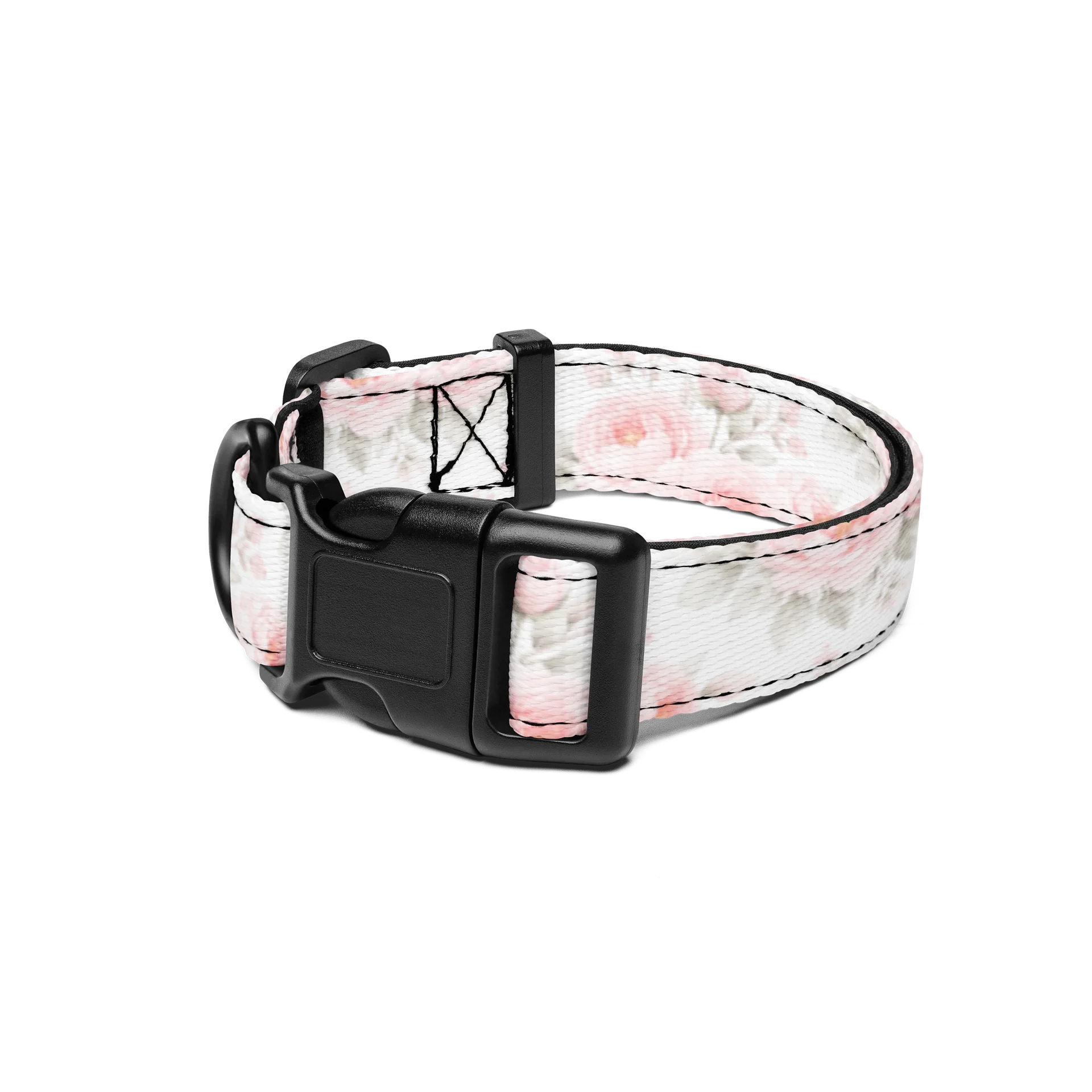 Pink Floral Dog Collar – Shabby Chic Rose Pattern Pet Collar product image (2)