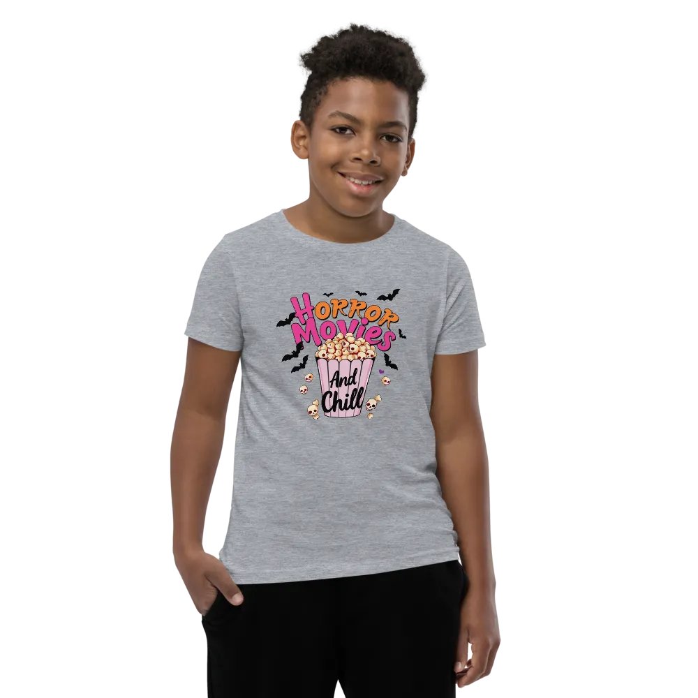 Horror Movies and Chill Popcorn Youth T-shirt product image (7)