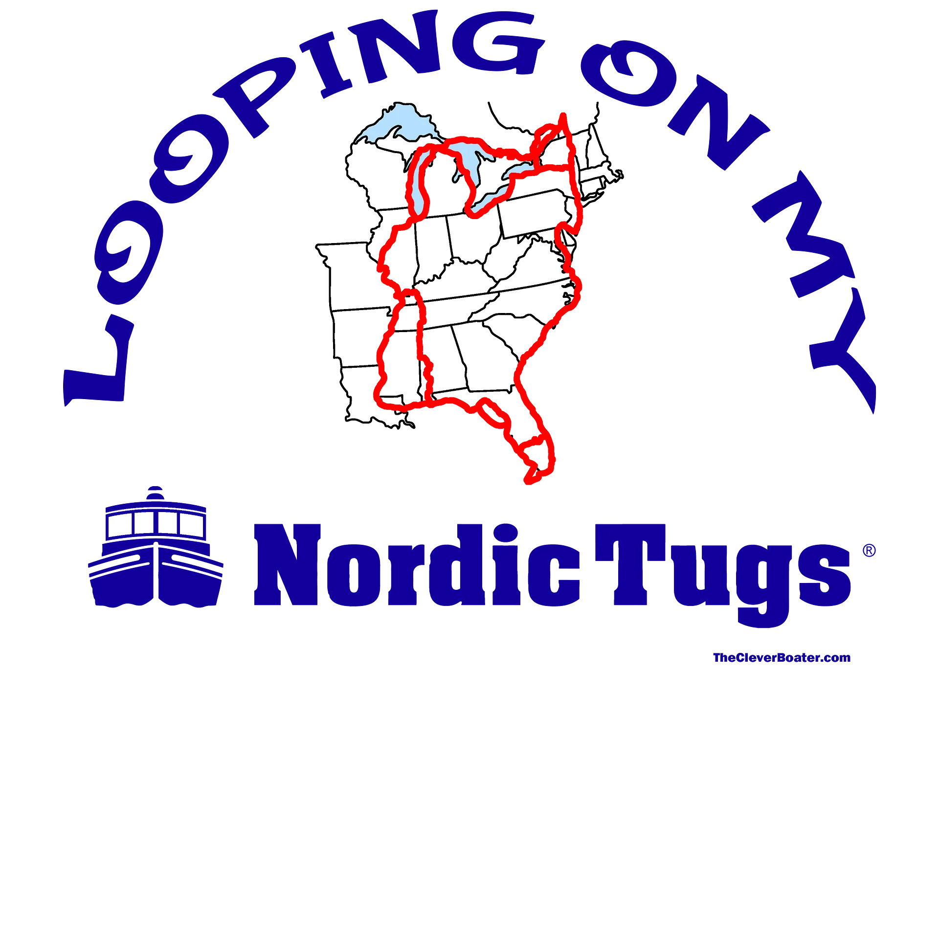 Looping On My Nordic Tug - T-Shirt - Light Shirt w/Blue Logo product image (5)