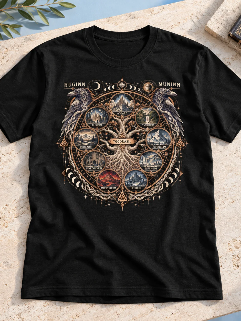 The Nine Realms Yggdrasil Cosmogony T-Shirt product image (2)