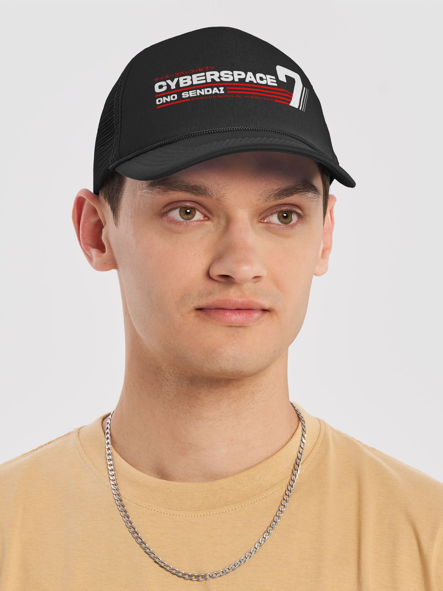 Hosaka Ono-Sendai Cyberspace 7 Hat (white on black) product image (5)