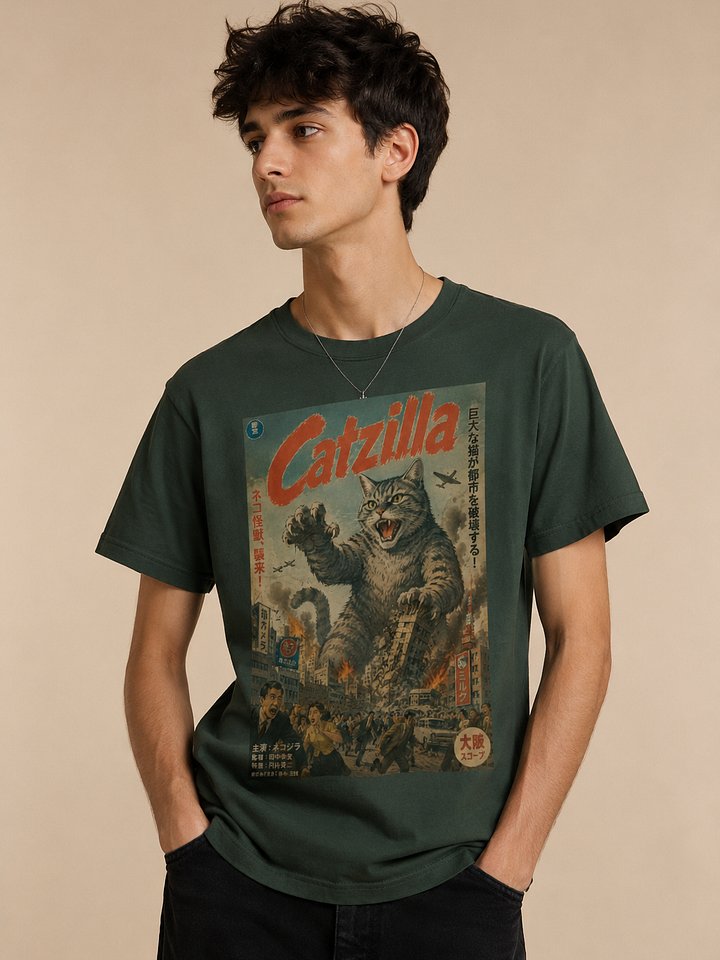 Catzilla Giant Cat Monster T-Shirt – Retro Japanese Kaiju Cat Meme Tee for Cat Lovers product image (1)