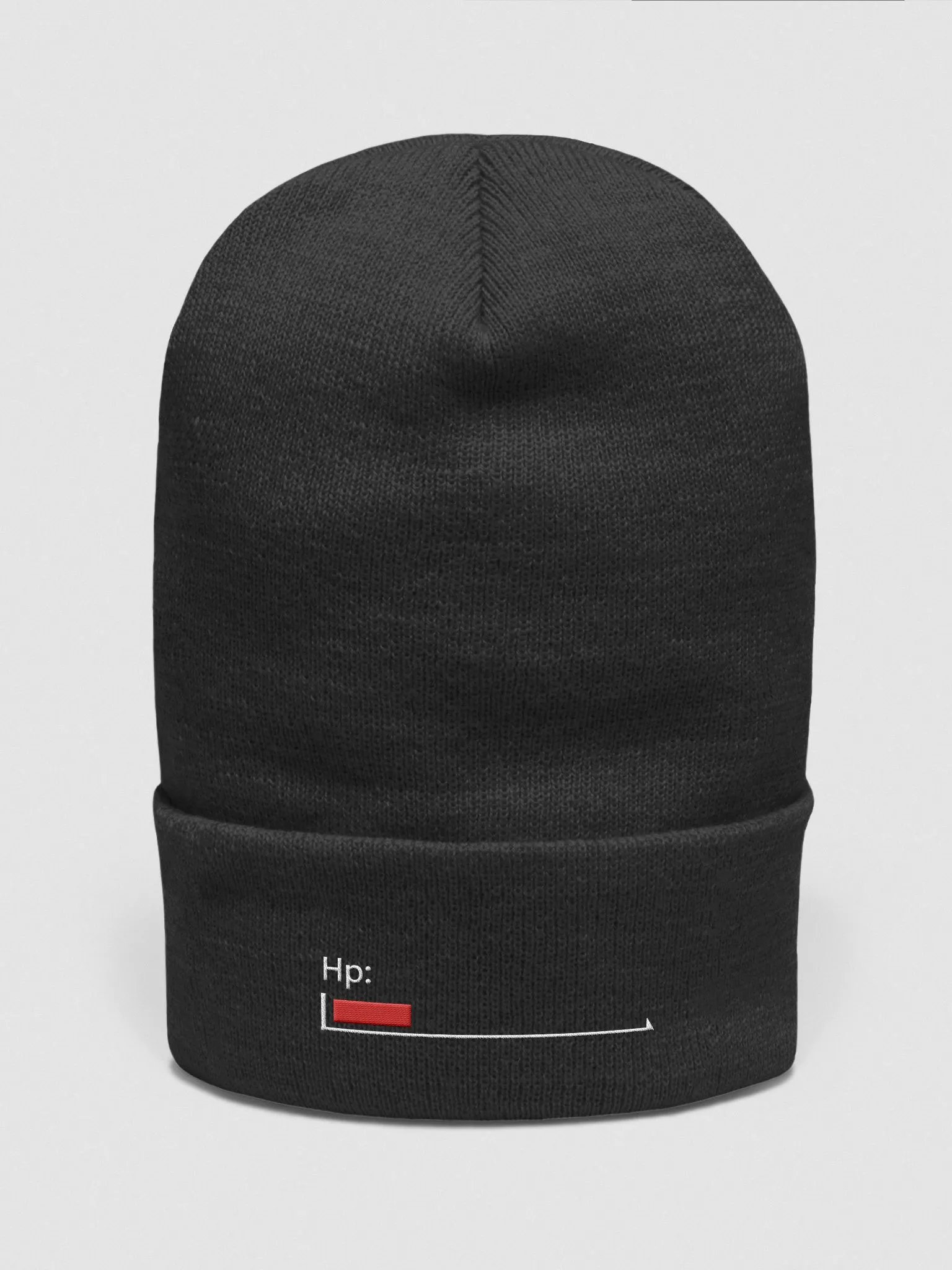White Healthbar Embroidered on Black Cuffed Beanie product image (2)