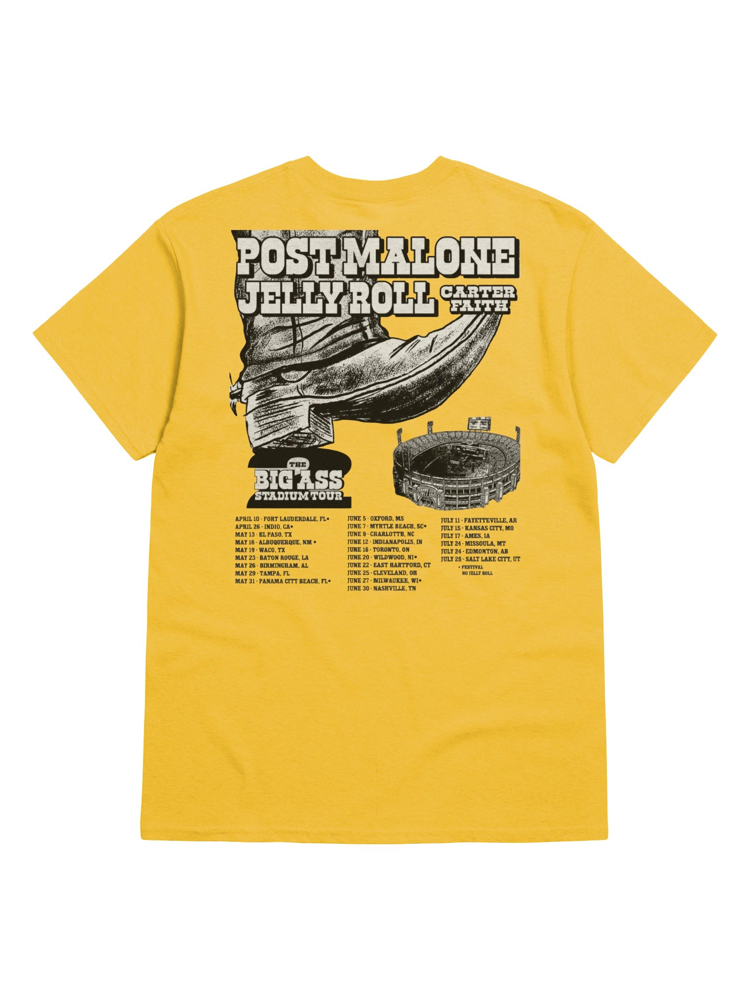 Post Malone With Jelly Roll And Carter Faith Merch Tour Tshirt product image (10)