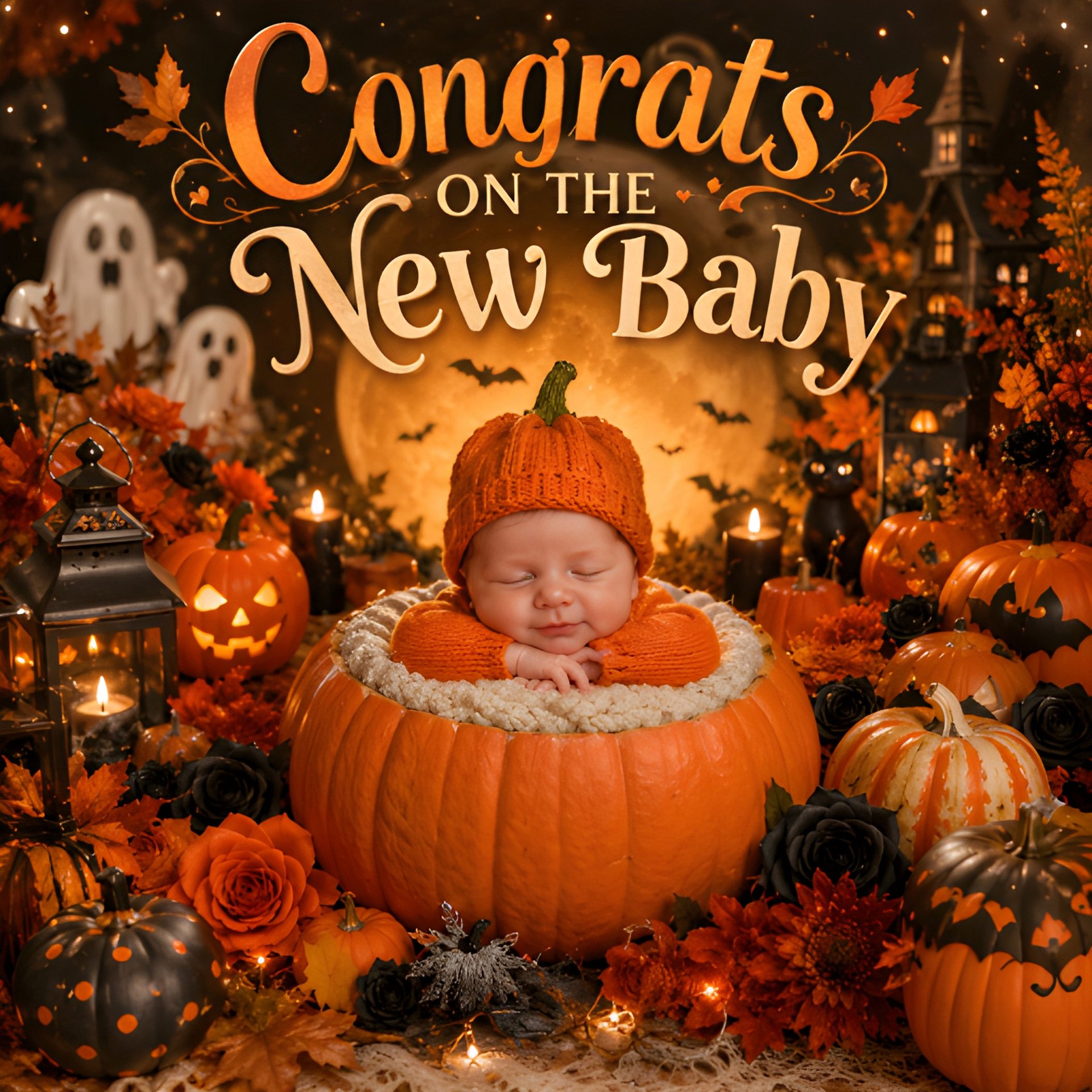 Congrats On The New Baby | Fall Pumpkin Baby Shower Art | 300 DPI Digital Download product image (2)