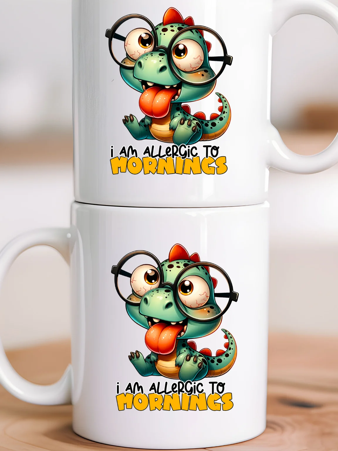 I Am Allergic to Mornings Baby Dino Coffee Mug – Cute Dinosaur Design – Funny Morning Mug, Sarcastic Gift product image (4)