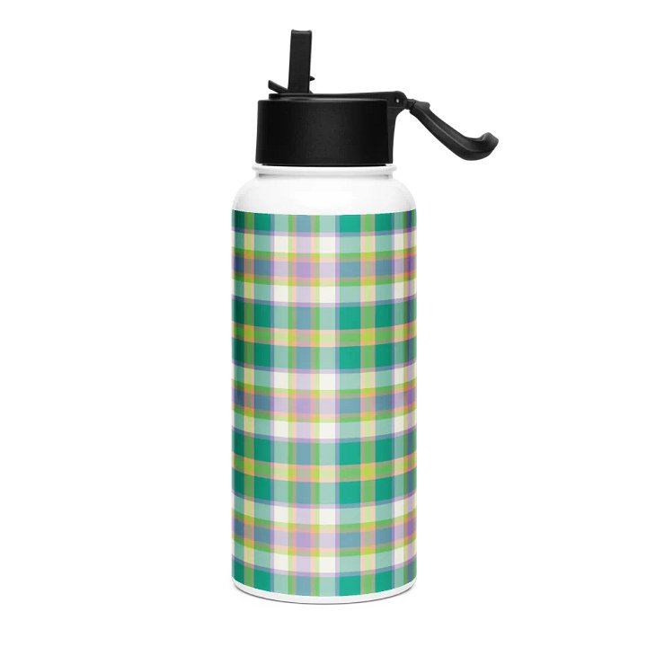 Seafoam Green and Purple Plaid Water Bottle product image (2)
