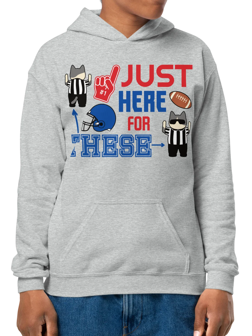 American Football Cat (JUST HERE FOR THESE - touchdown signals) - Unisex Youth Hoodie product image (8)