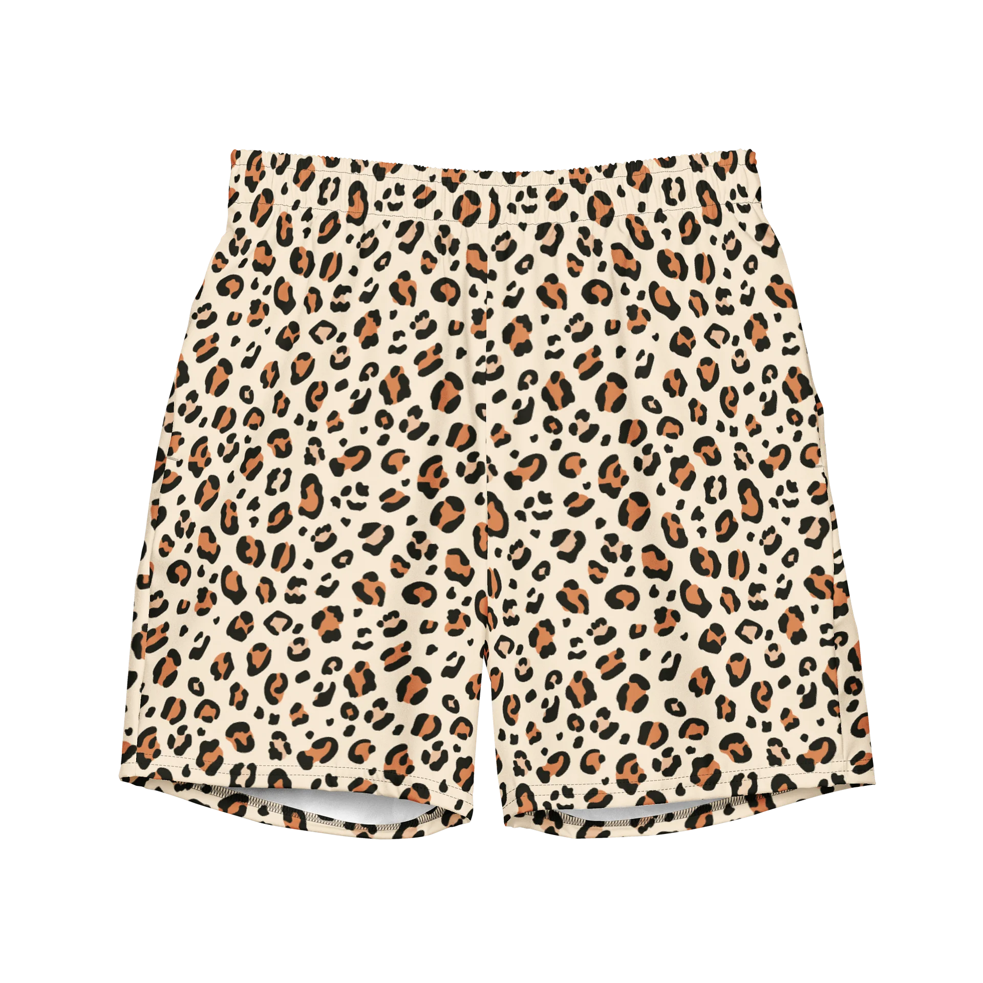 Bold Brown Leopard Skin Print Swim Trunks product image (1)
