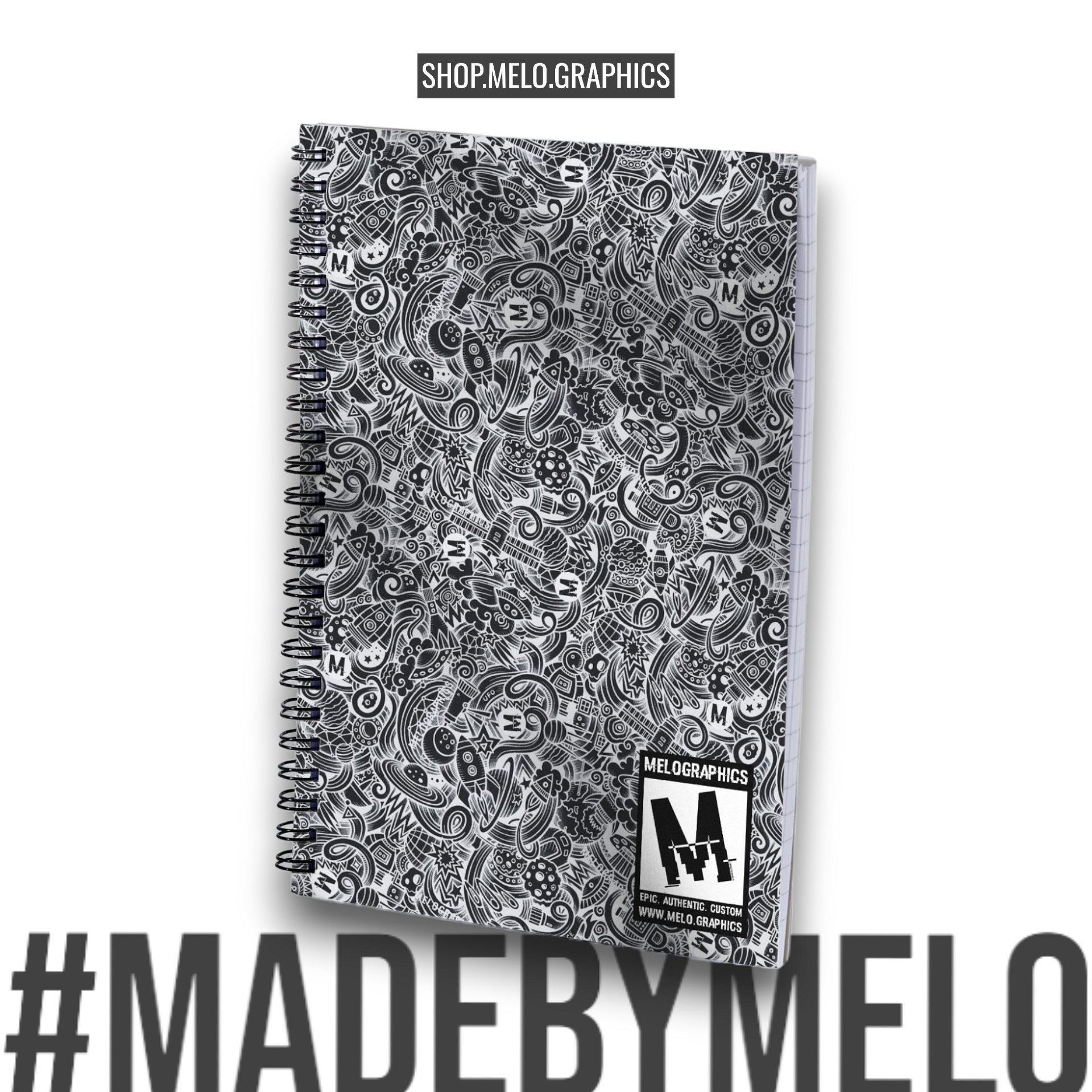 Dark Space Scribble Spiral Notebook - 5.5x8.5