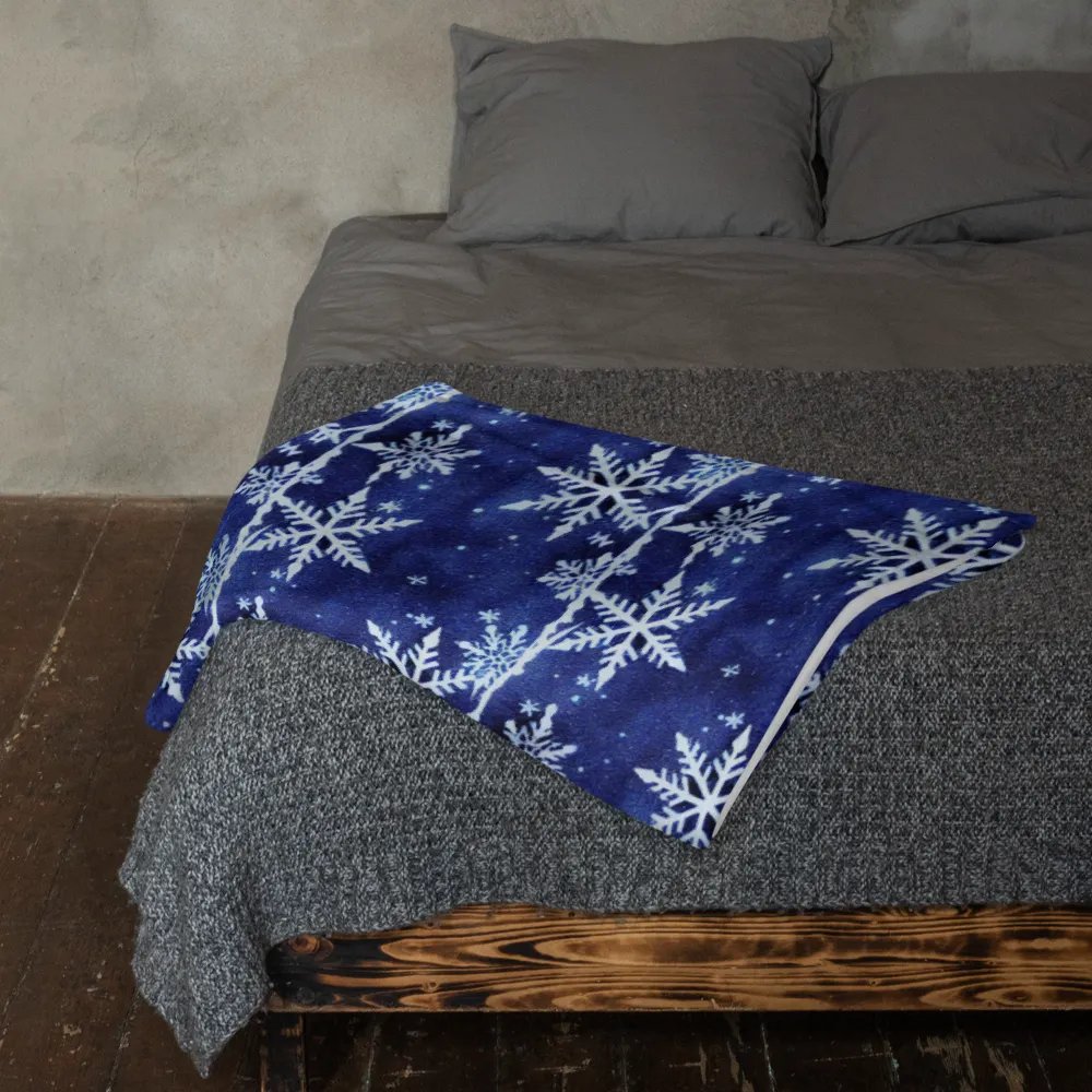 Indigo Snowflake Fluffy Blanket Throw product image (6)