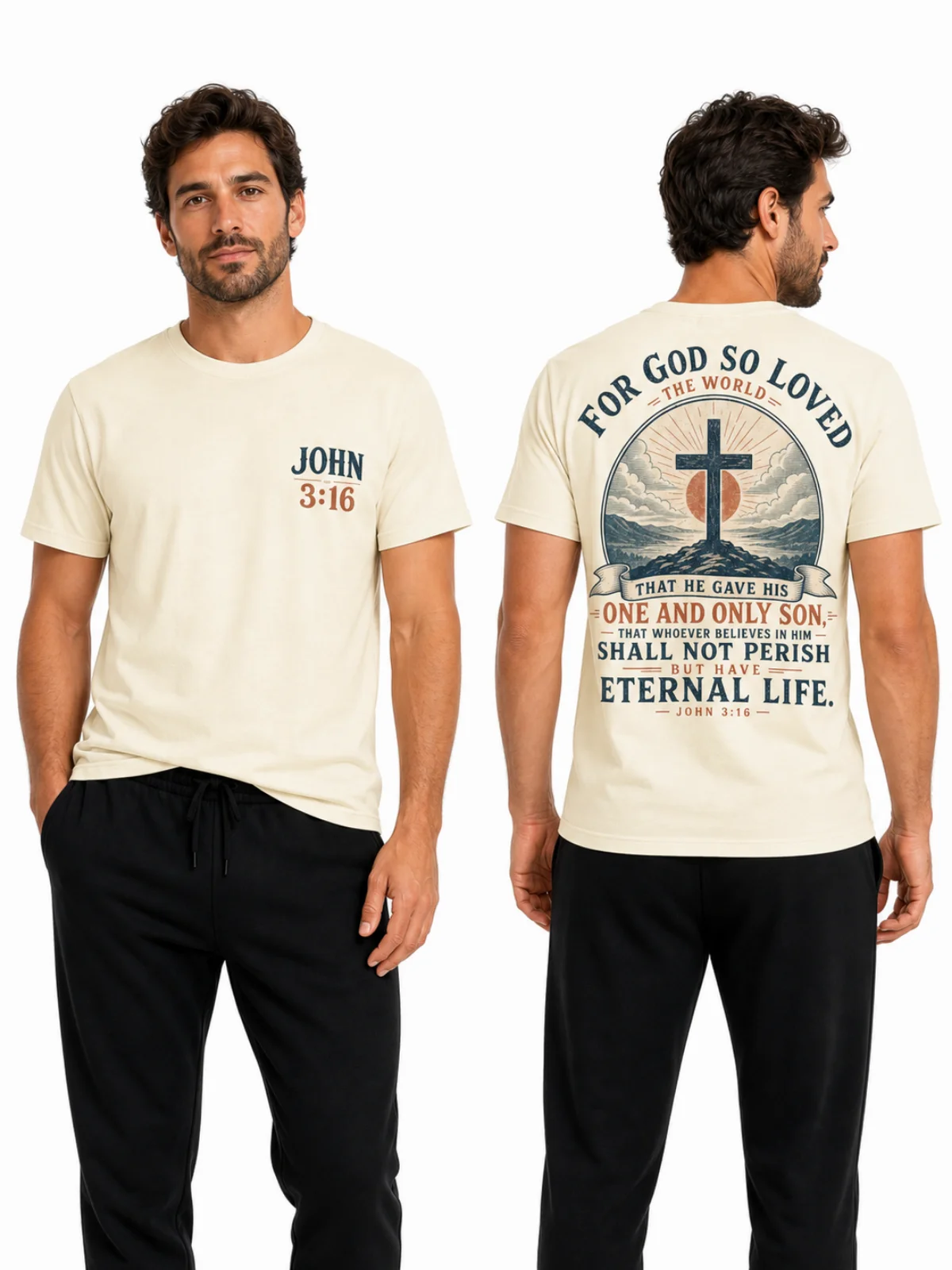 John 3:16 Cross Mountain Adult T-Shirt product image (4)