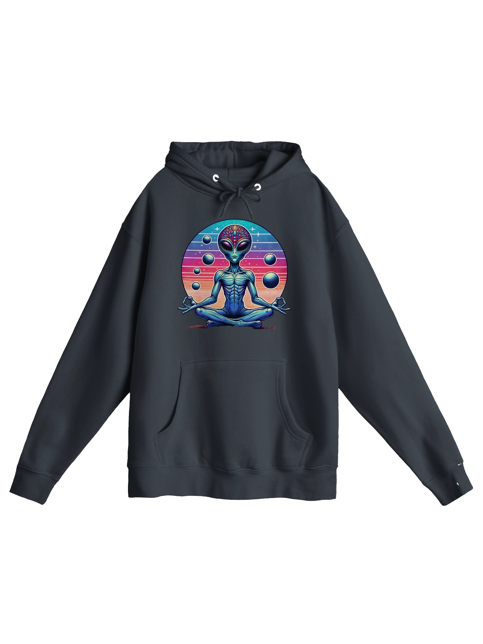 👽✨ Zen Alien Goddess Hoodie – Meditating Extraterrestrial in Cosmic Colors | Boho Space Vibes product image (5)