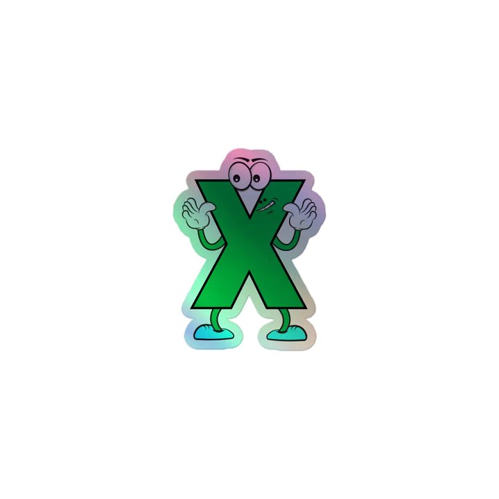X Letter Cartoon Character Holographic Sticker product image (1)