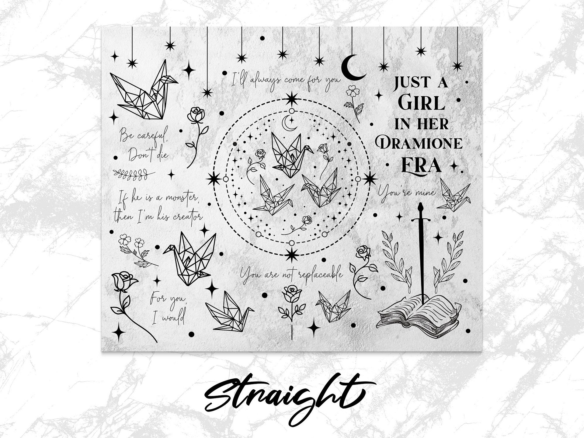 Dramione Era Fanfiction Witch Wizard Fantasy ao3 20oz Skinny Tumbler Sublimation Full Wrap PNG, Romantasy Reading Gift, Digital Download product image (7)