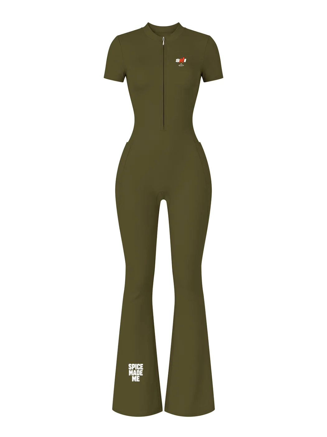 Women’s Tight Flared Leg Quarter-Zip Jumpsuit product image (7)