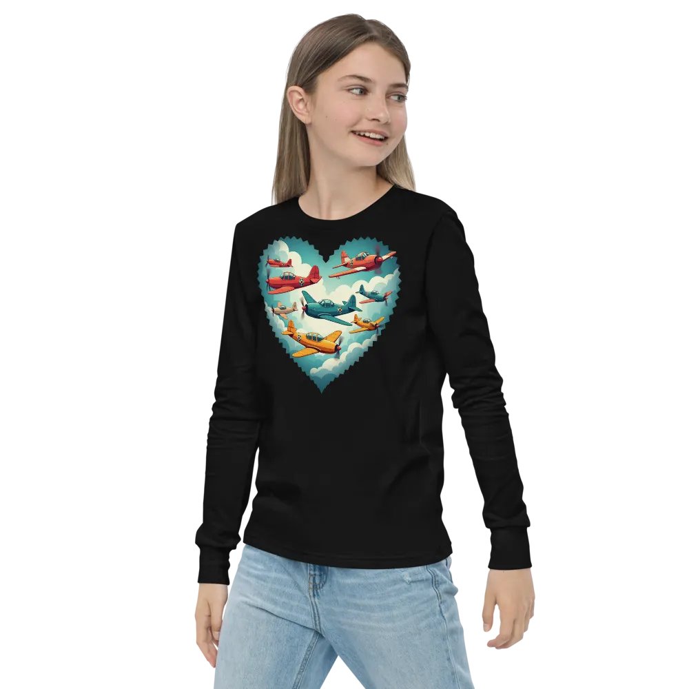 Whimsical Airplane Adventure Youth Long Sleeve T-Shirt product image (10)