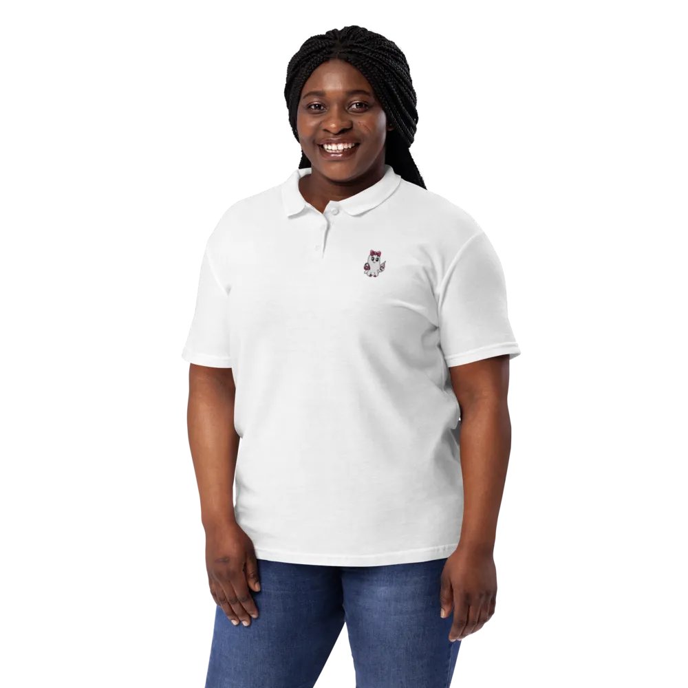 Cute Ghost Embroidered Semi-Fitted Women's Cotton Polo Shirt product image (8)