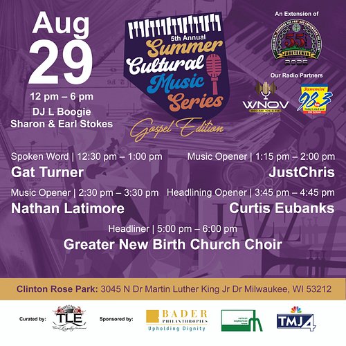 And just like that we are on our last Summer Series date this Saturday August 29th at Clinton Rose Senior Center 3045 n. MLK....