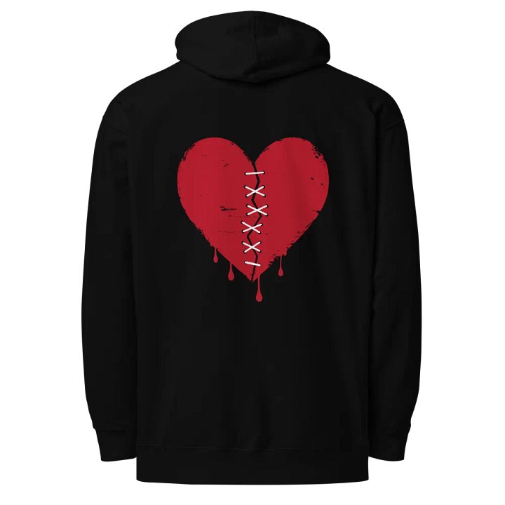 Nice. Red Embroidered Broken Heart Hoodie product image (1)