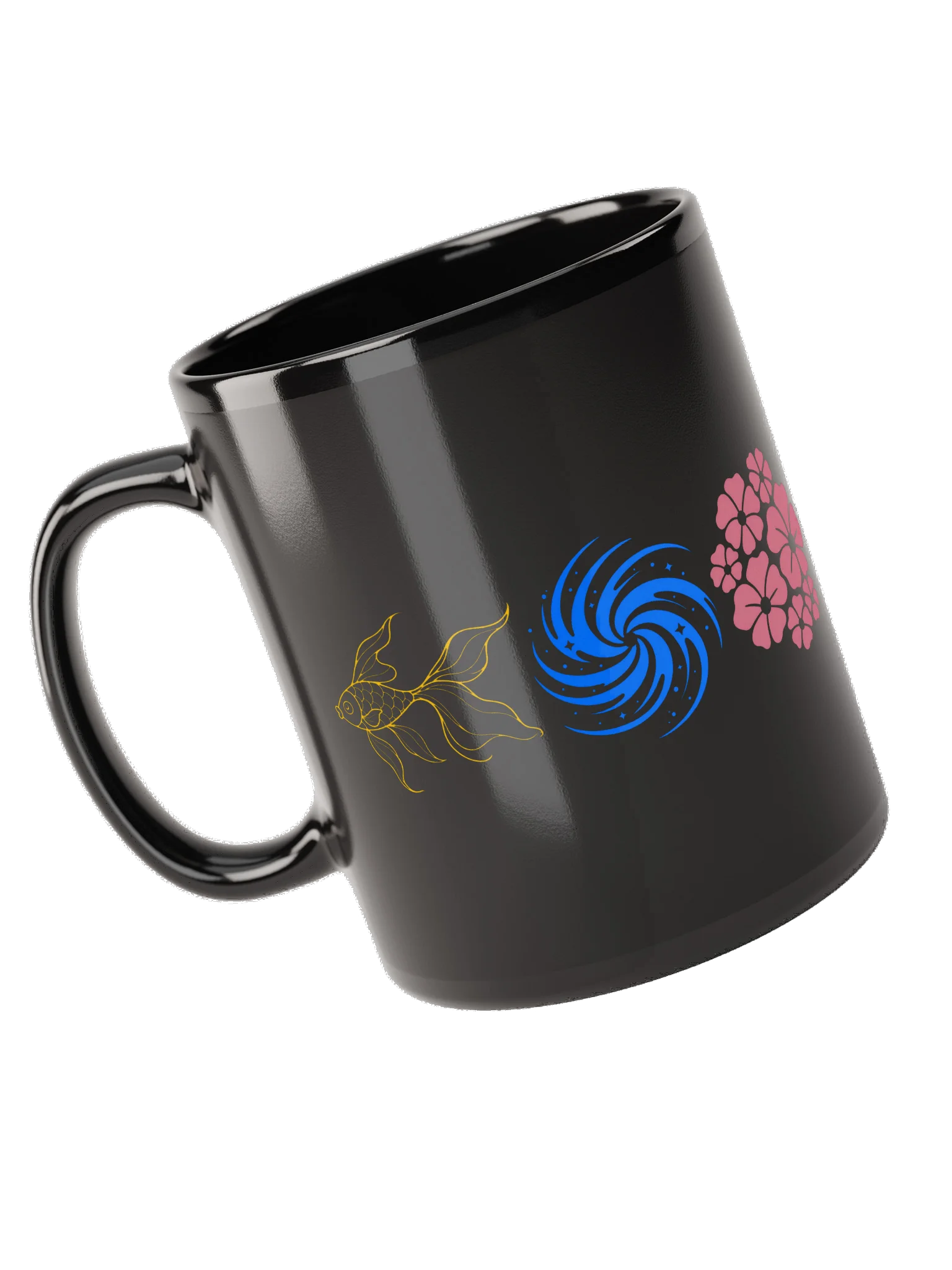 Fish, Spiral, Flowers, Robot, Earth, Tea-cup (Black) product image (5)